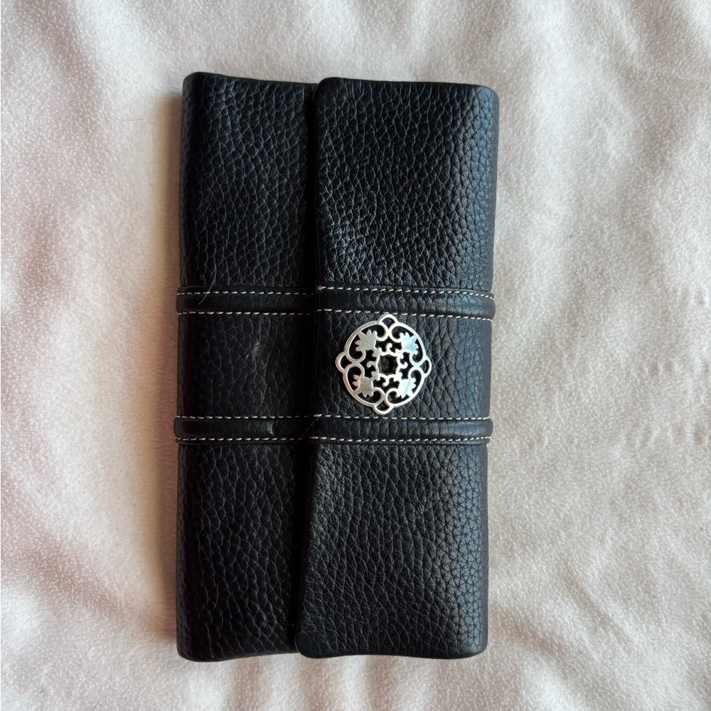 Brighton Black Leather Wallet with Silver Accent